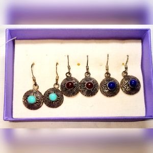 925 Sterling Silver 3 Pairs of Earrings